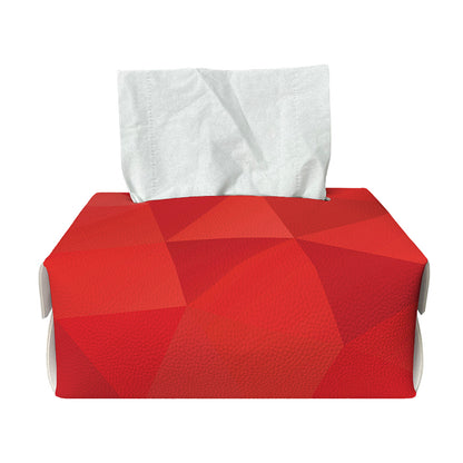 Red Polygonal Geometric Print Rectangle Tissue Box Cover