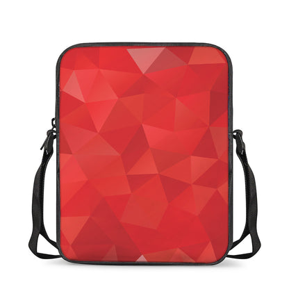 Red Polygonal Geometric Print Rectangular Crossbody Bag