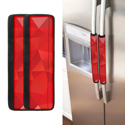 Red Polygonal Geometric Print Refrigerator Handle Covers