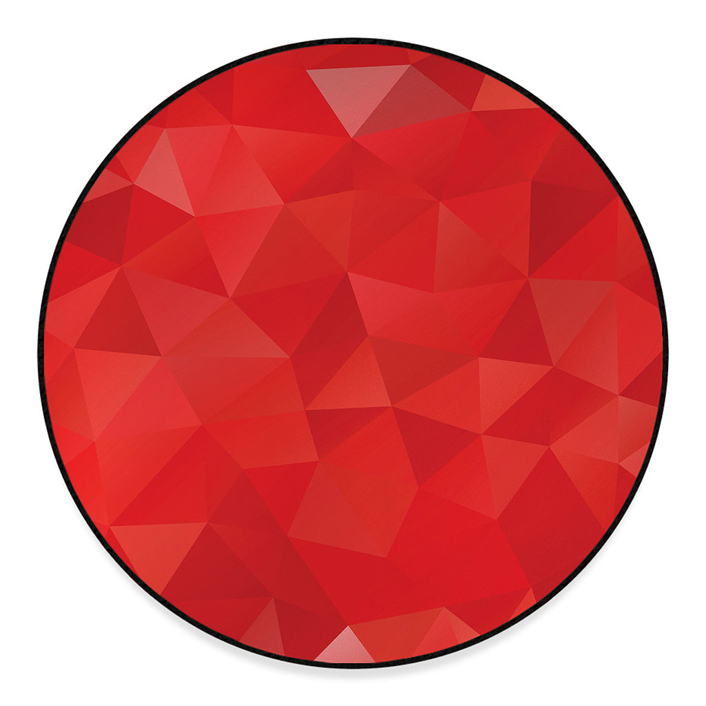 Red Polygonal Geometric Print Round Floor Mat