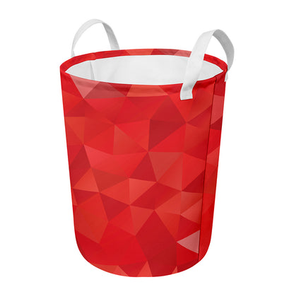 Red Polygonal Geometric Print Round Laundry Basket