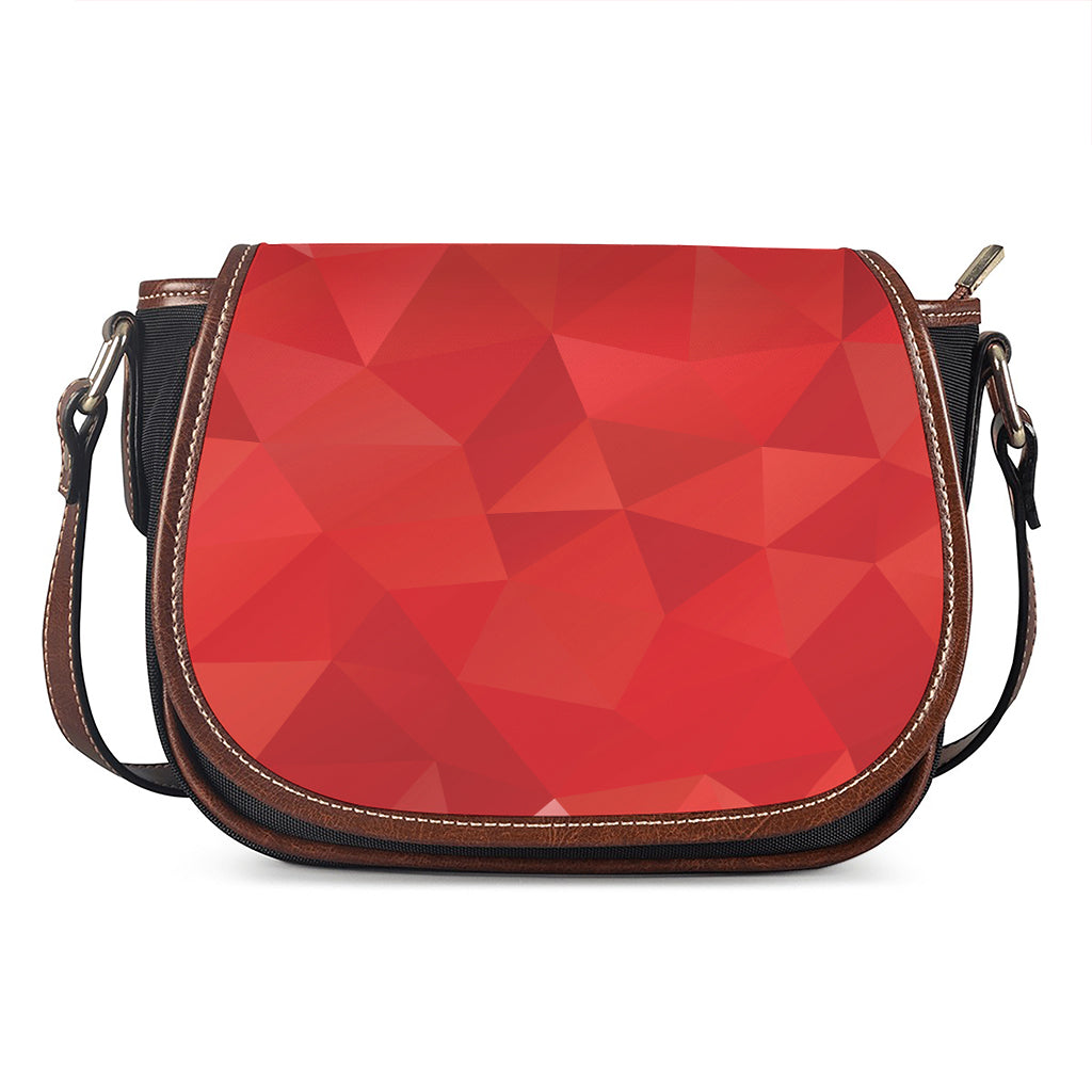 Red Polygonal Geometric Print Saddle Bag