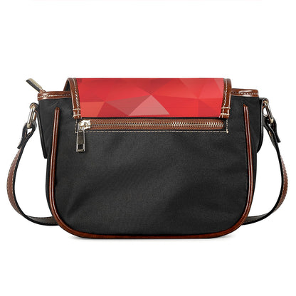 Red Polygonal Geometric Print Saddle Bag