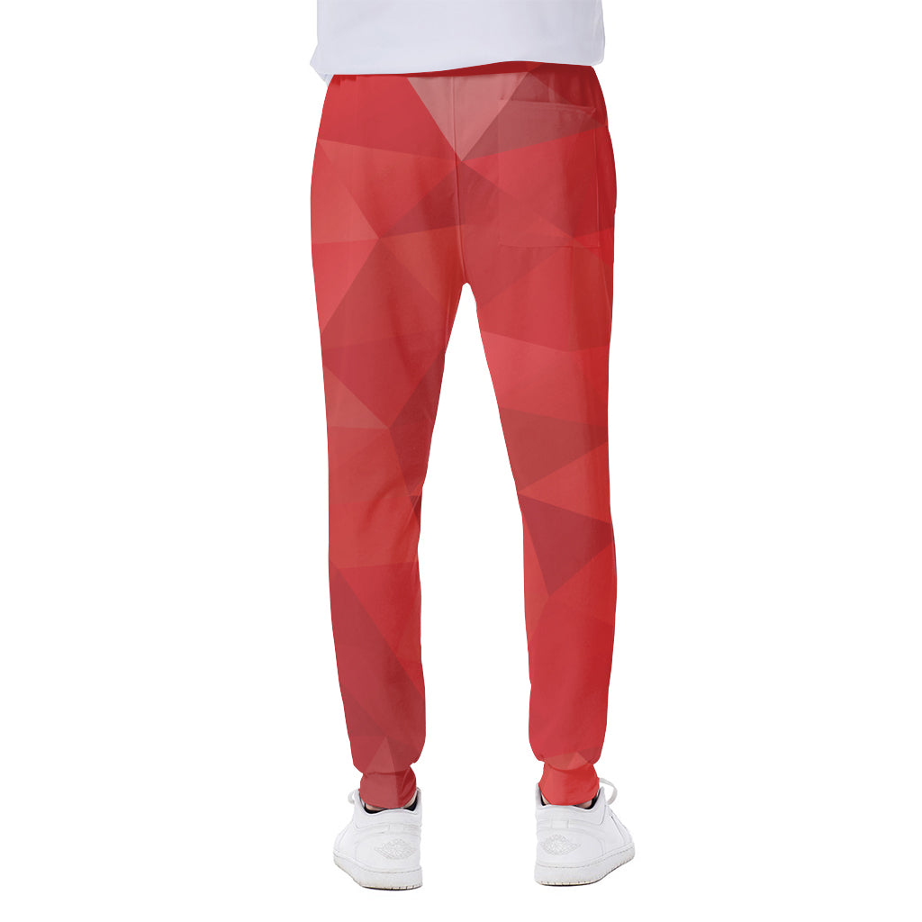Red Polygonal Geometric Print Scuba Joggers
