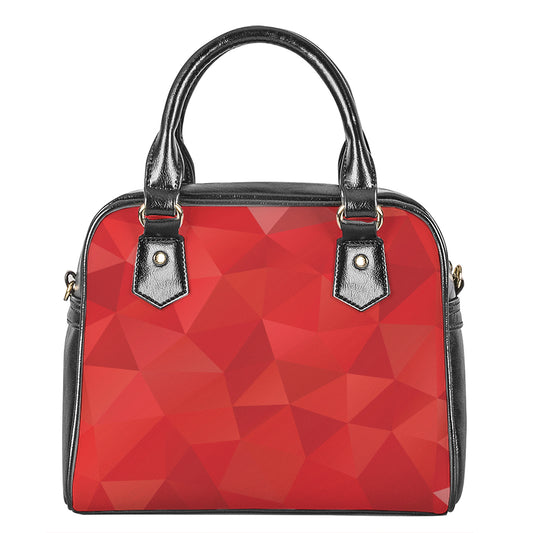 Red Polygonal Geometric Print Shoulder Handbag
