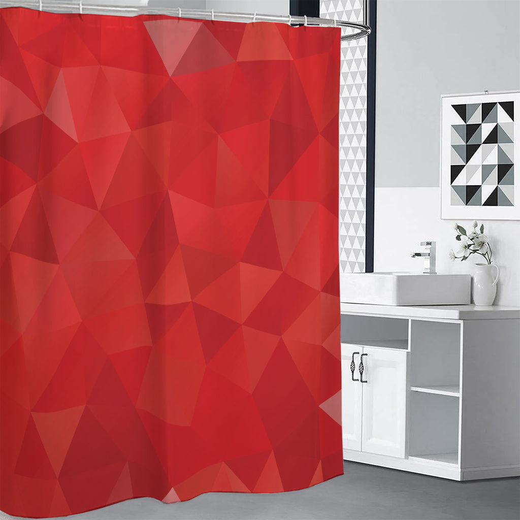 Red Polygonal Geometric Print Shower Curtain