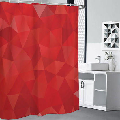 Red Polygonal Geometric Print Shower Curtain