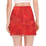 Red Polygonal Geometric Print Side Slit Mini Skirt