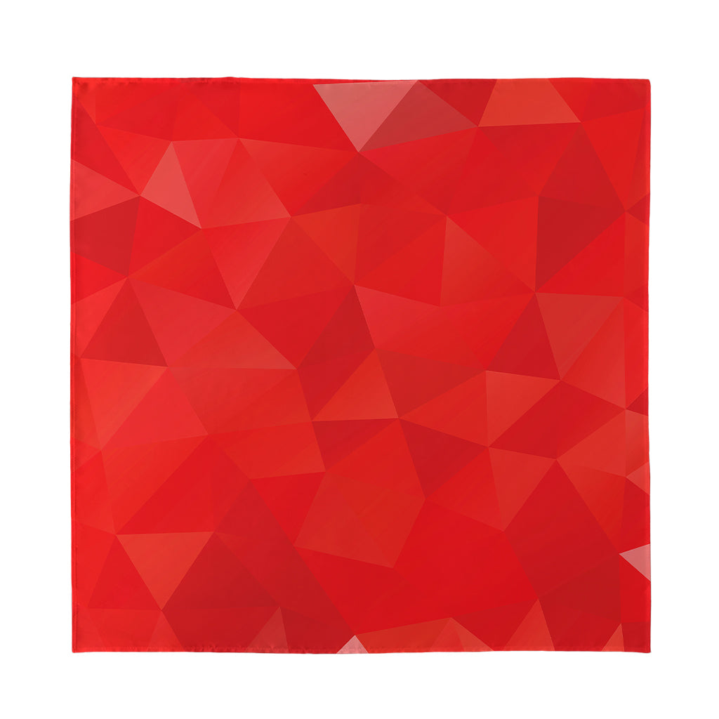 Red Polygonal Geometric Print Silk Bandana