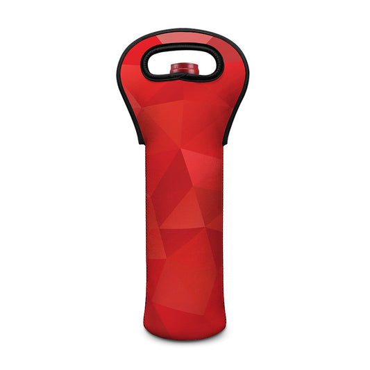 Red Polygonal Geometric Print Single Neoprene Wine Tote