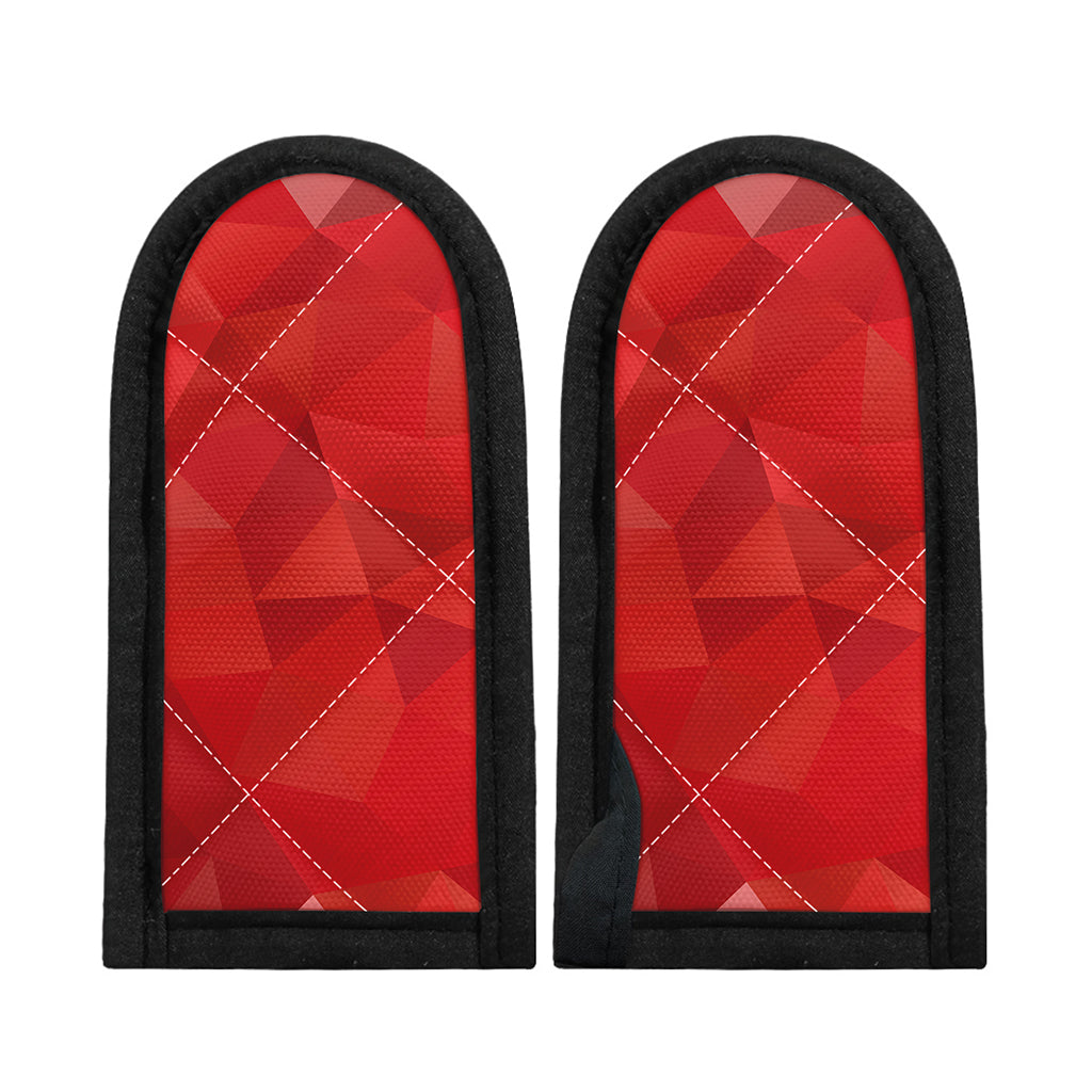 Red Polygonal Geometric Print Skillet Handle Cover