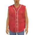 Red Polygonal Geometric Print Sleeveless Baseball Jersey