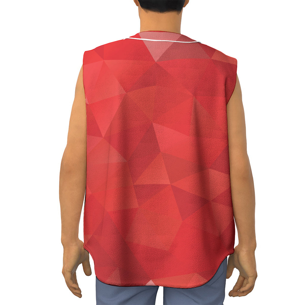 Red Polygonal Geometric Print Sleeveless Baseball Jersey