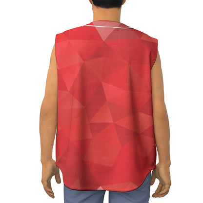 Red Polygonal Geometric Print Sleeveless Baseball Jersey