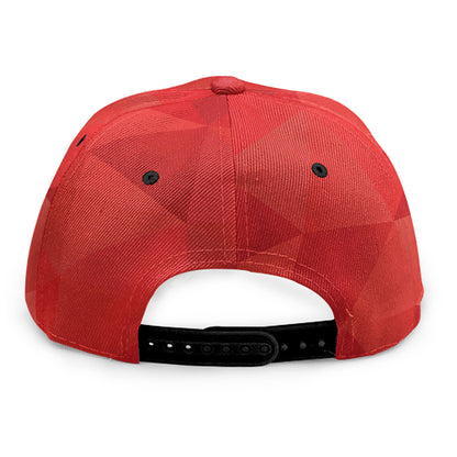 Red Polygonal Geometric Print Snapback Cap