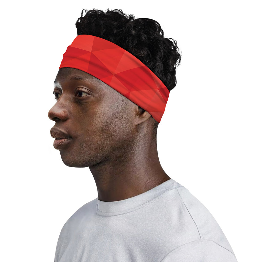 Red Polygonal Geometric Print Sports Headband