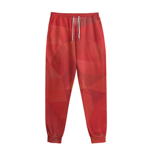 Red Polygonal Geometric Print Sweatpants