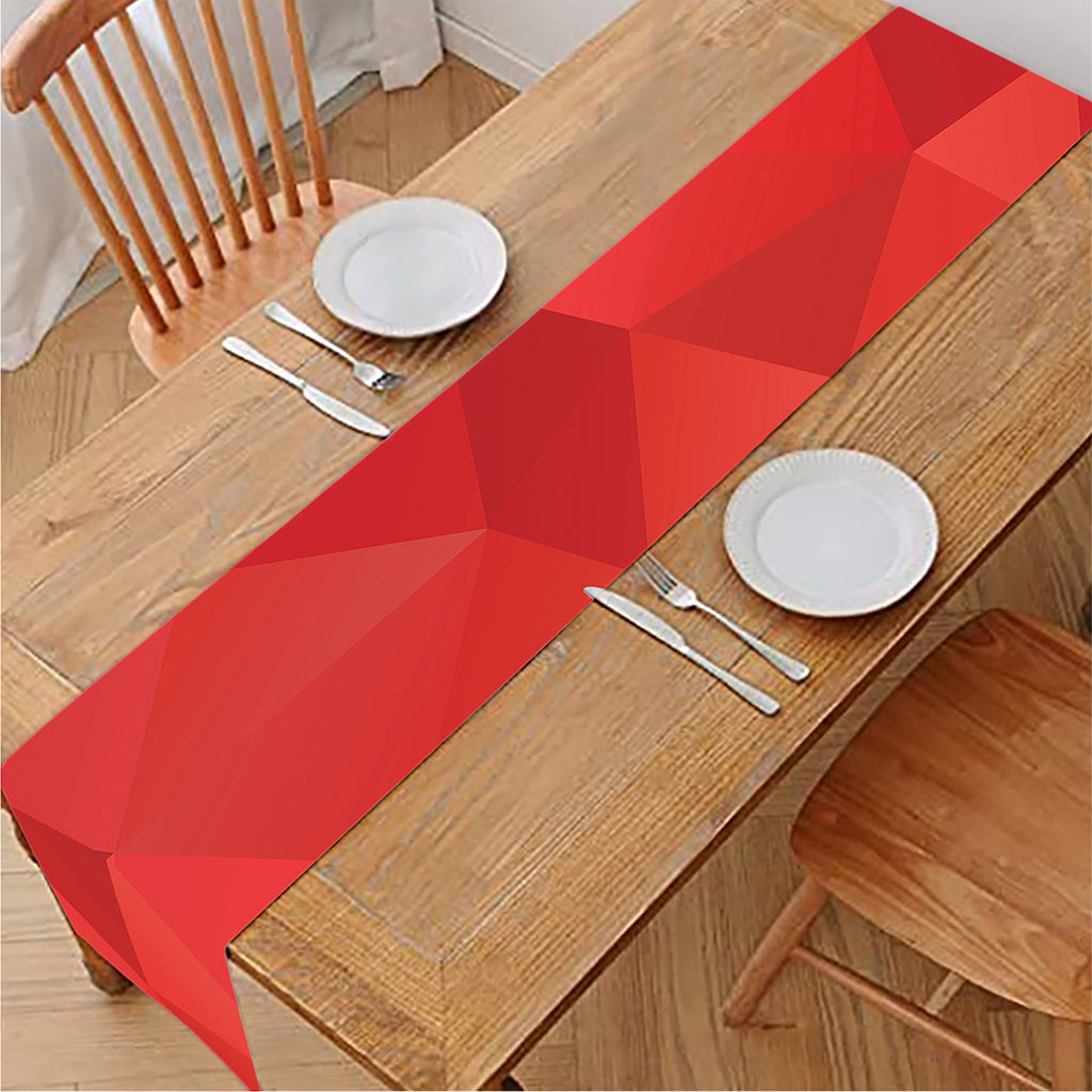 Red Polygonal Geometric Print Table Runner