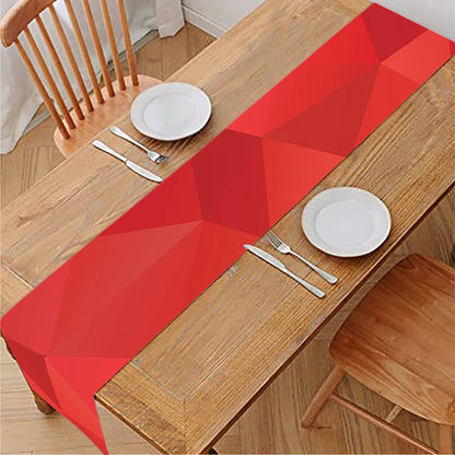 Red Polygonal Geometric Print Table Runner