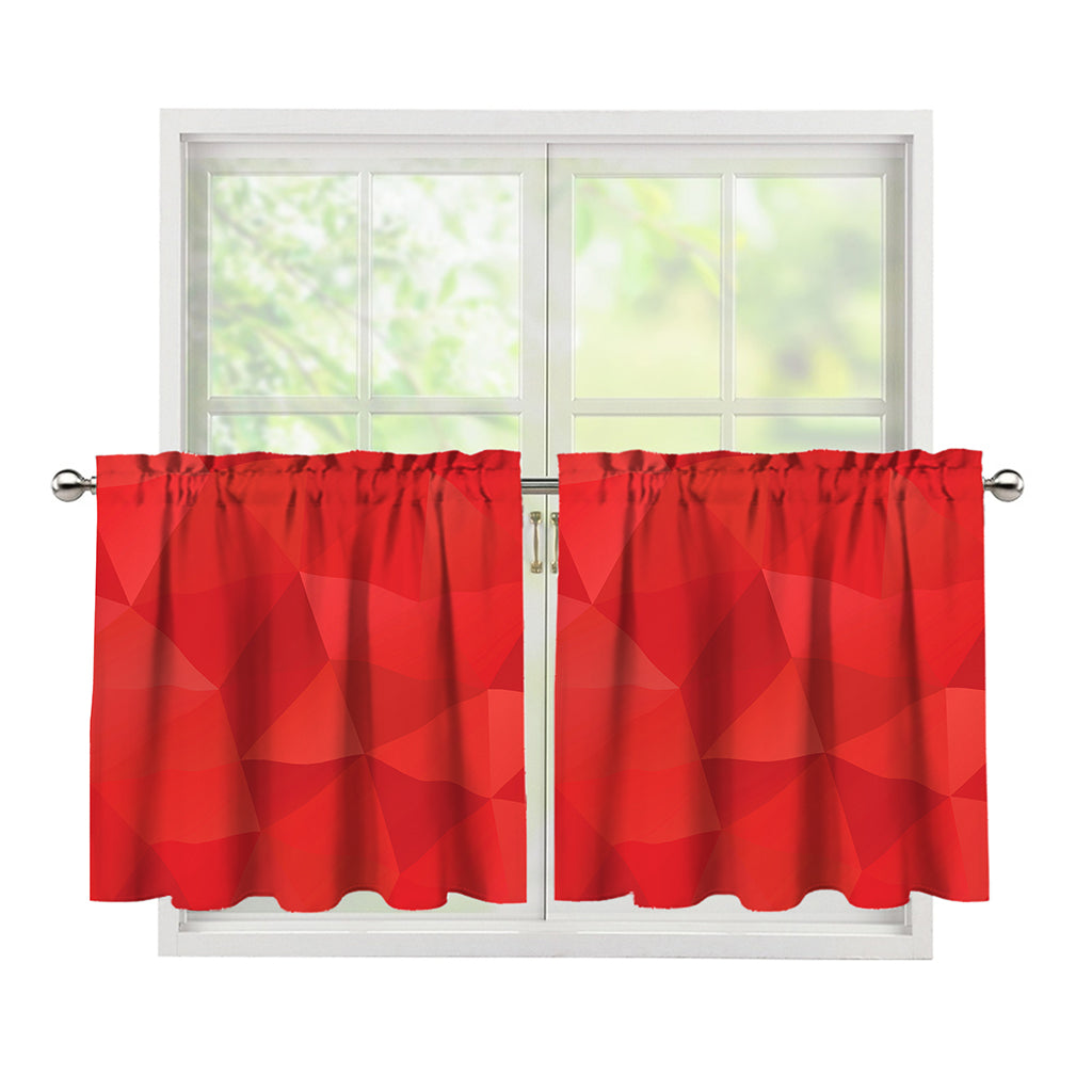 Red Polygonal Geometric Print Tier Curtains