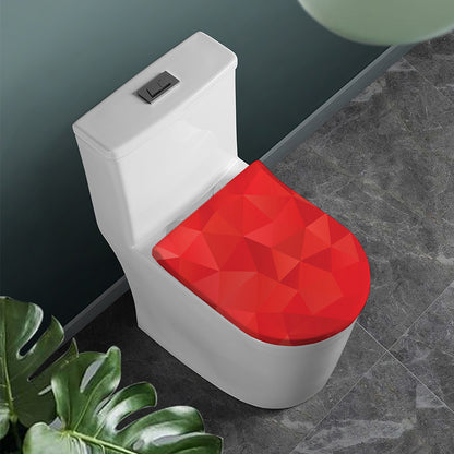 Red Polygonal Geometric Print Toilet Lid Cover