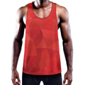 Red Polygonal Geometric Print Men's Workout Tank Top