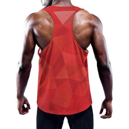 Red Polygonal Geometric Print Training Tank Top