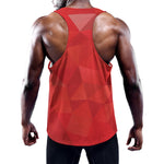 Red Polygonal Geometric Print Training Tank Top