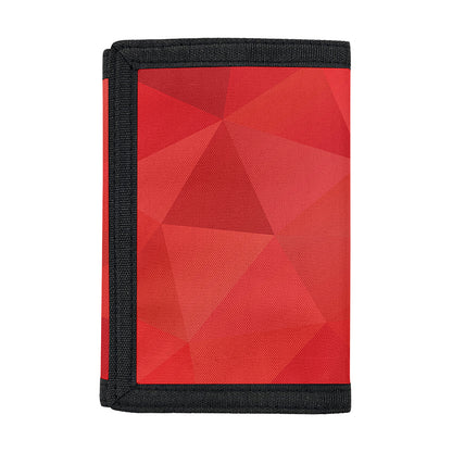 Red Polygonal Geometric Print Trifold Wallet