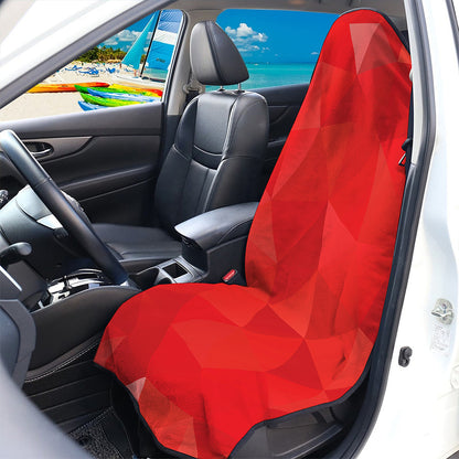 Red Polygonal Geometric Print Waterproof Car Seat Cover