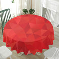 Red Polygonal Geometric Print Waterproof Round Tablecloth