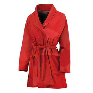 Red Polygonal Geometric Print Women's Bathrobe