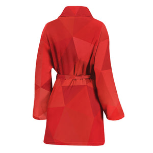 Red Polygonal Geometric Print Women's Bathrobe