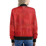 Red Polygonal Geometric Print Women's Bomber Jacket