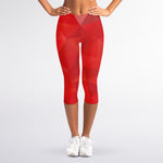 Red Polygonal Geometric Print Women's Capri Leggings