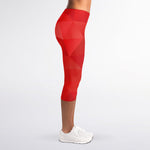 Red Polygonal Geometric Print Women's Capri Leggings