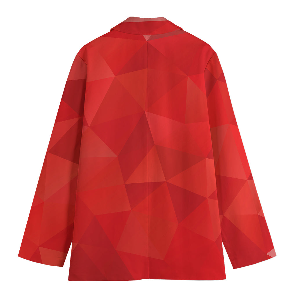 Red Polygonal Geometric Print Women's Cotton Blazer