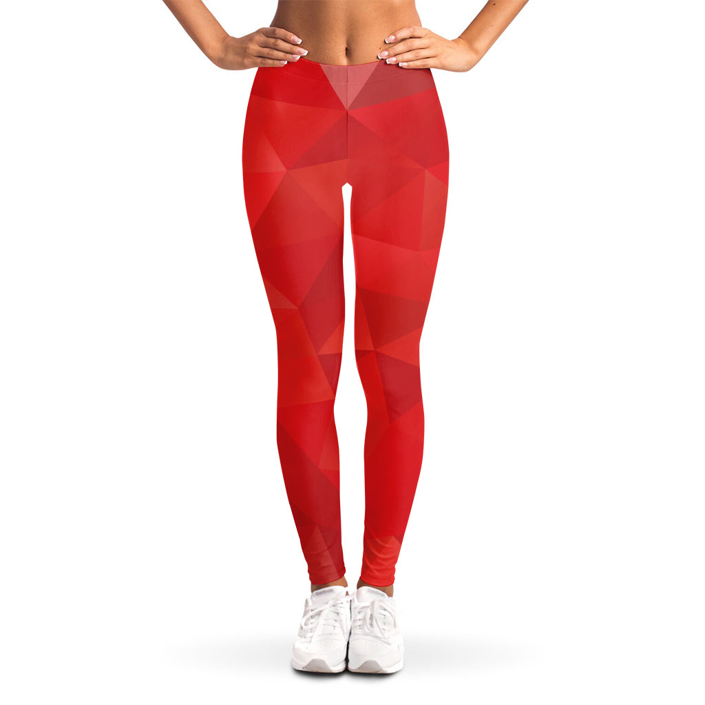 Red Polygonal Geometric Print Women's Leggings