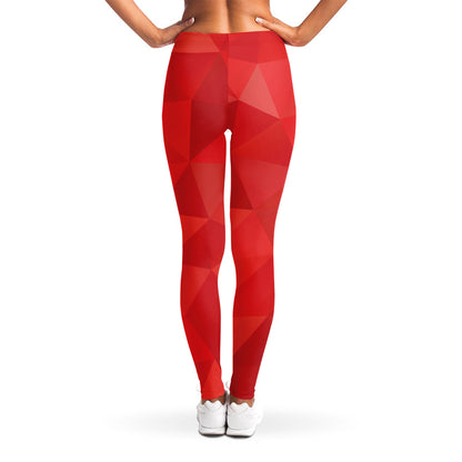 Red Polygonal Geometric Print Women's Leggings