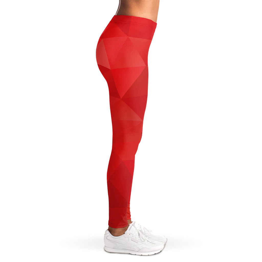 Red Polygonal Geometric Print Women's Leggings