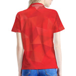 Red Polygonal Geometric Print Women's Polo Shirt