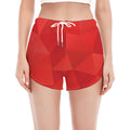 Red Polygonal Geometric Print Women's Split Running Shorts