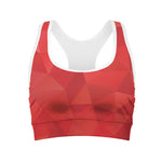 Red Polygonal Geometric Print Women's Sports Bra