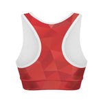 Red Polygonal Geometric Print Women's Sports Bra