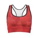 Red Polygonal Geometric Print Women's Sports Bra