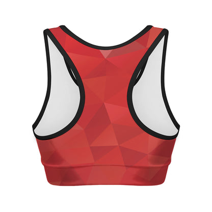Red Polygonal Geometric Print Women's Sports Bra