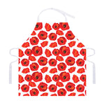 Red Poppy Pattern Print Adjustable Apron