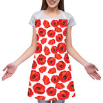 Red Poppy Pattern Print Adjustable Apron