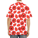 Red Poppy Pattern Print Aloha Shirt