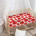 Red Poppy Pattern Print Baby Crib Sheet